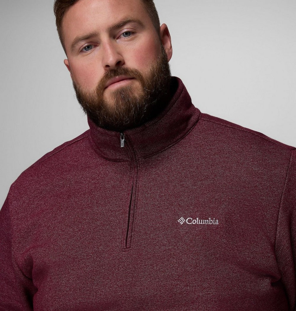 Men's Big Cotton-Blend Half-Zip Pullover - Black