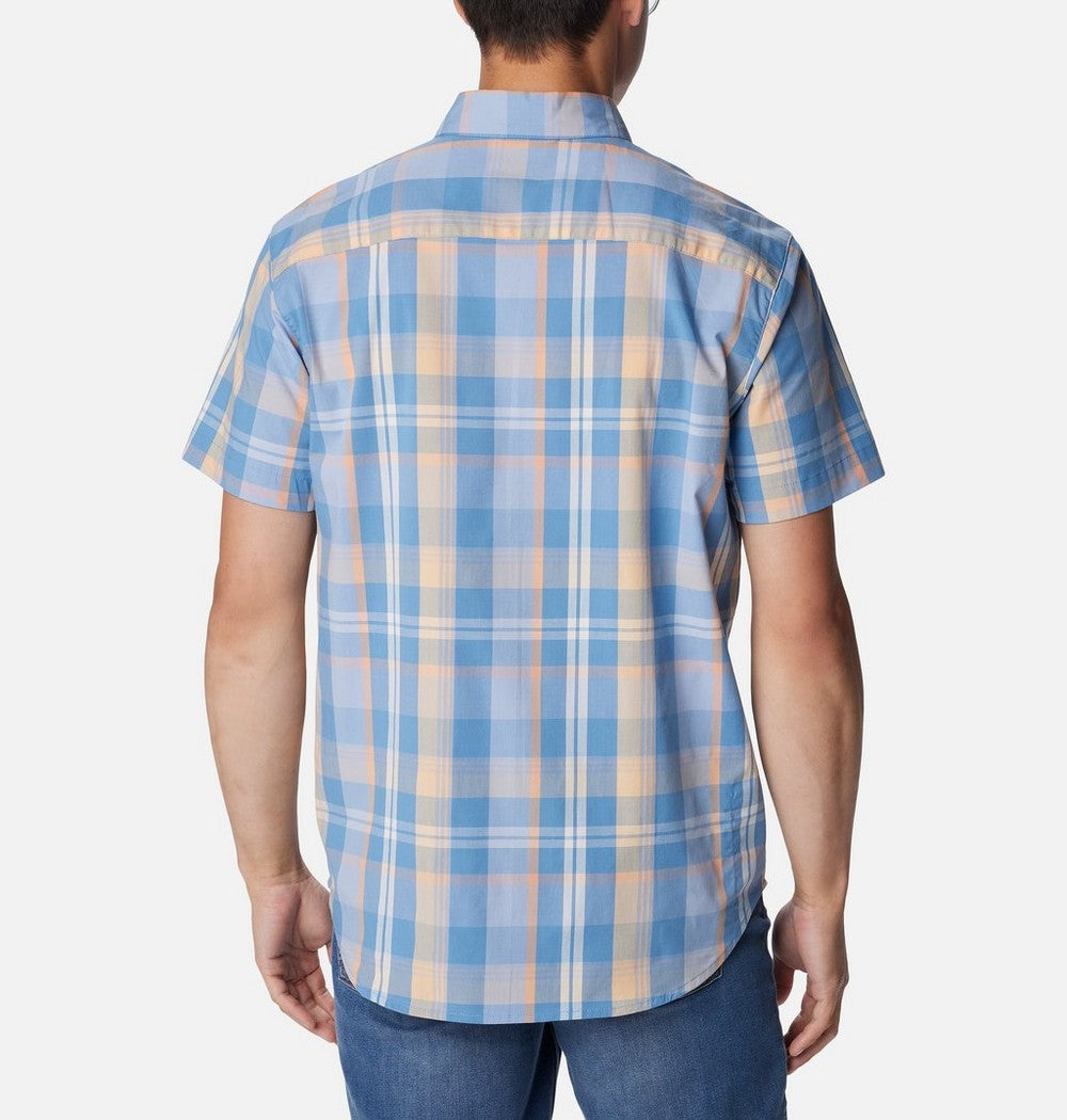 Men's Stretch Short Sleeve Plaid Shirt - Navy