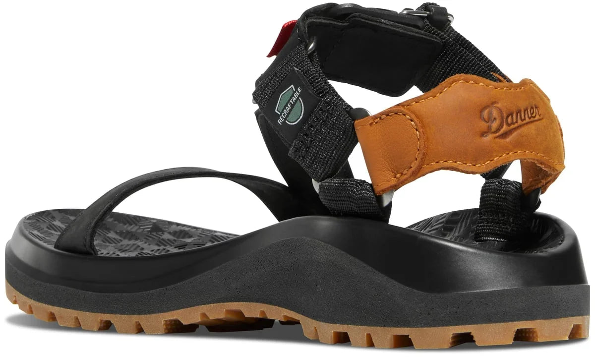 Leather Strap Sandal With Magnetic Buckle - Navy