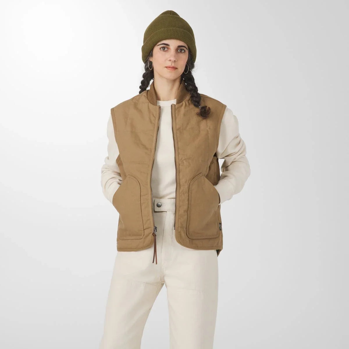 Insulated Duck Canvas Utility Vest - Khaki Olive