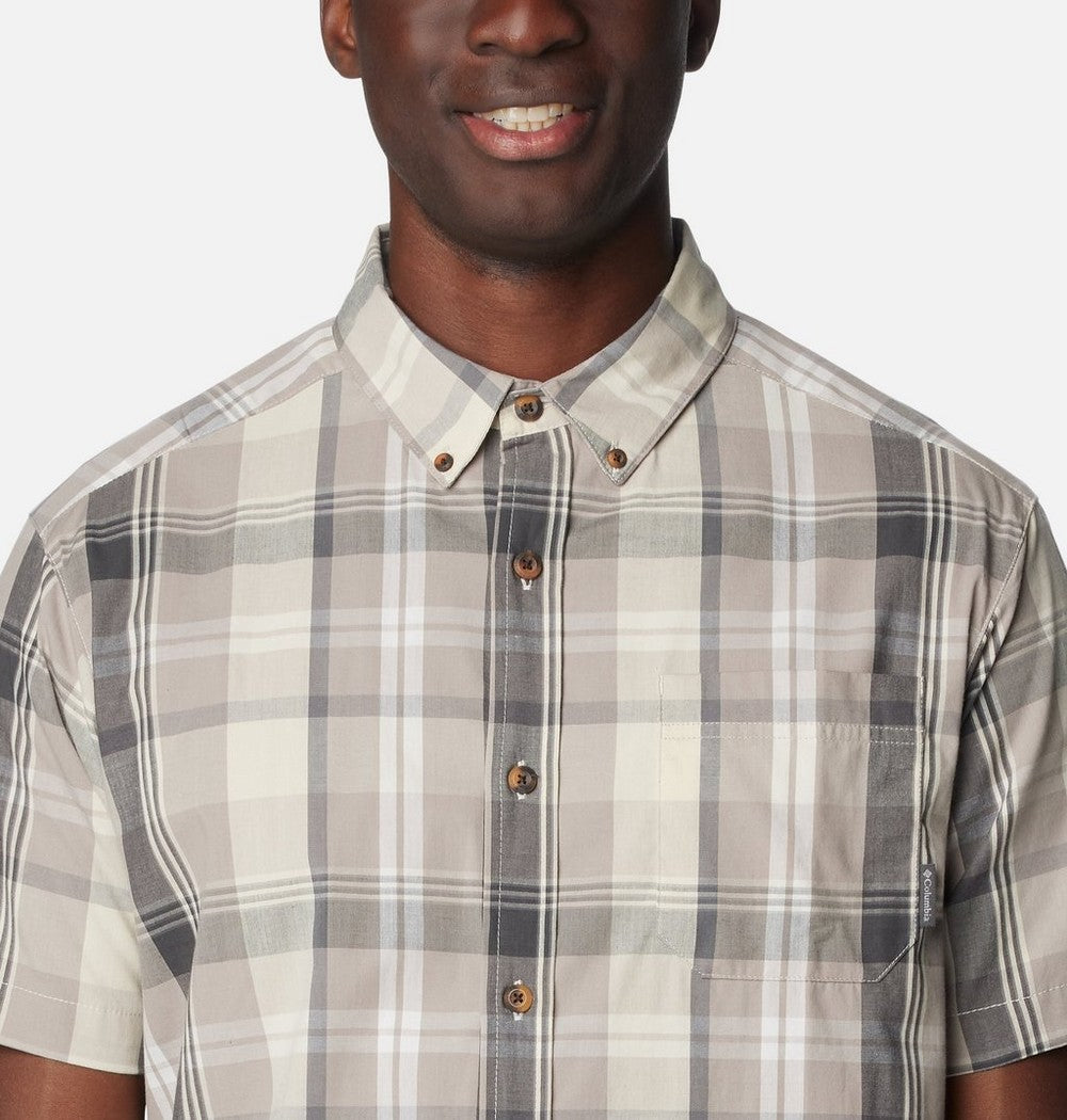 Men's Stretch Short Sleeve Plaid Shirt - Navy