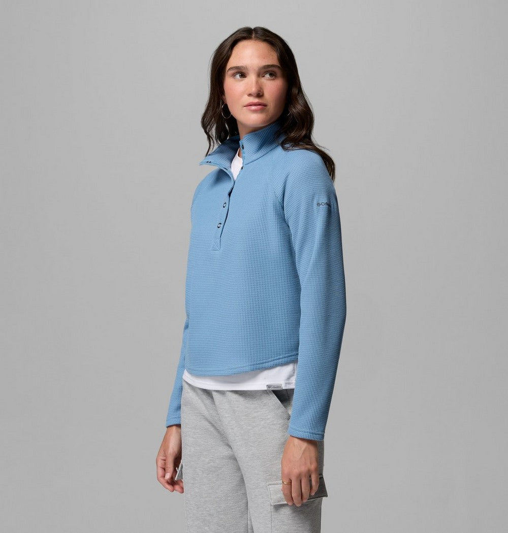 Women's Waffle Knit Half-Snap Shirt - Pink