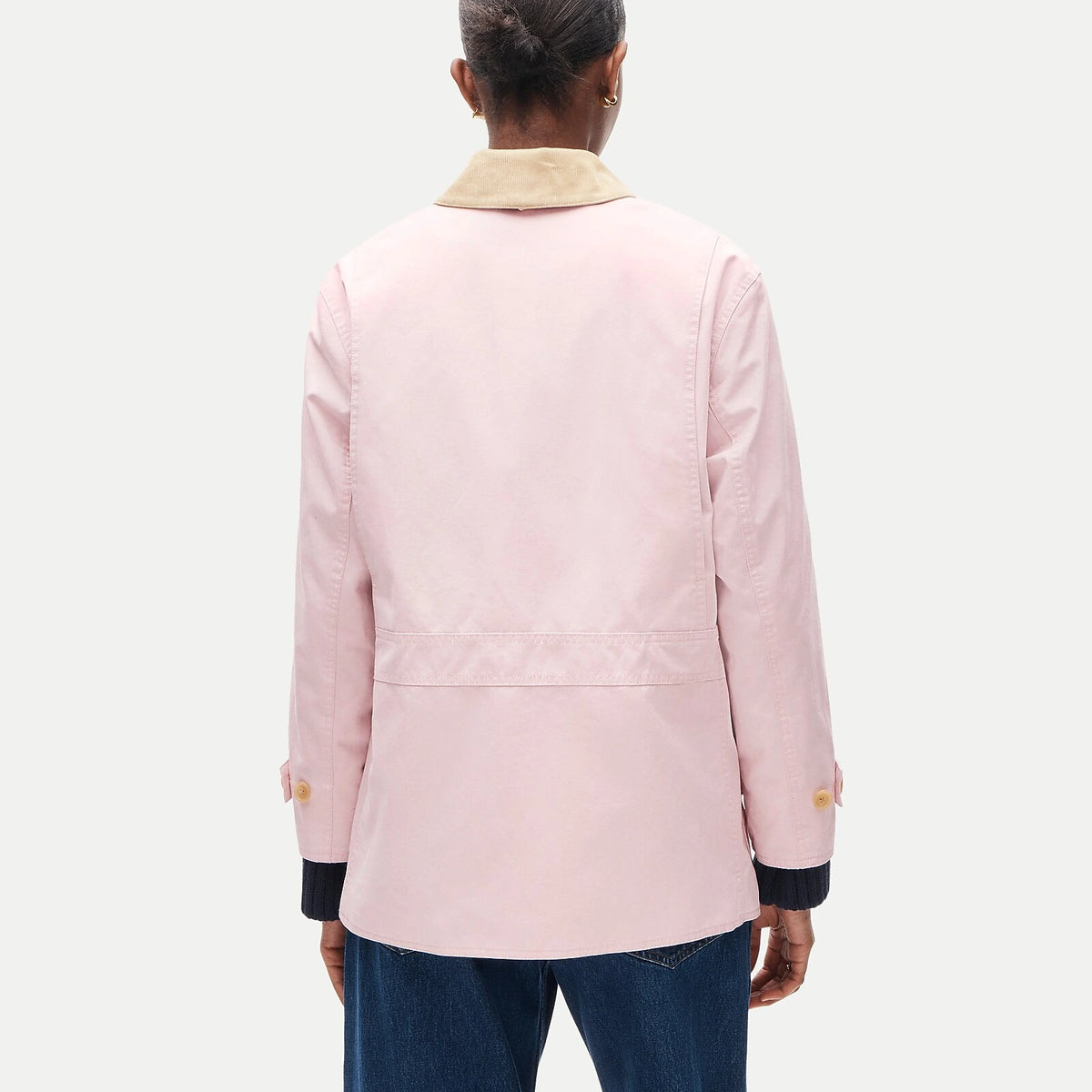 Women's Canvas Jacket With Corduroy Collar - Camel