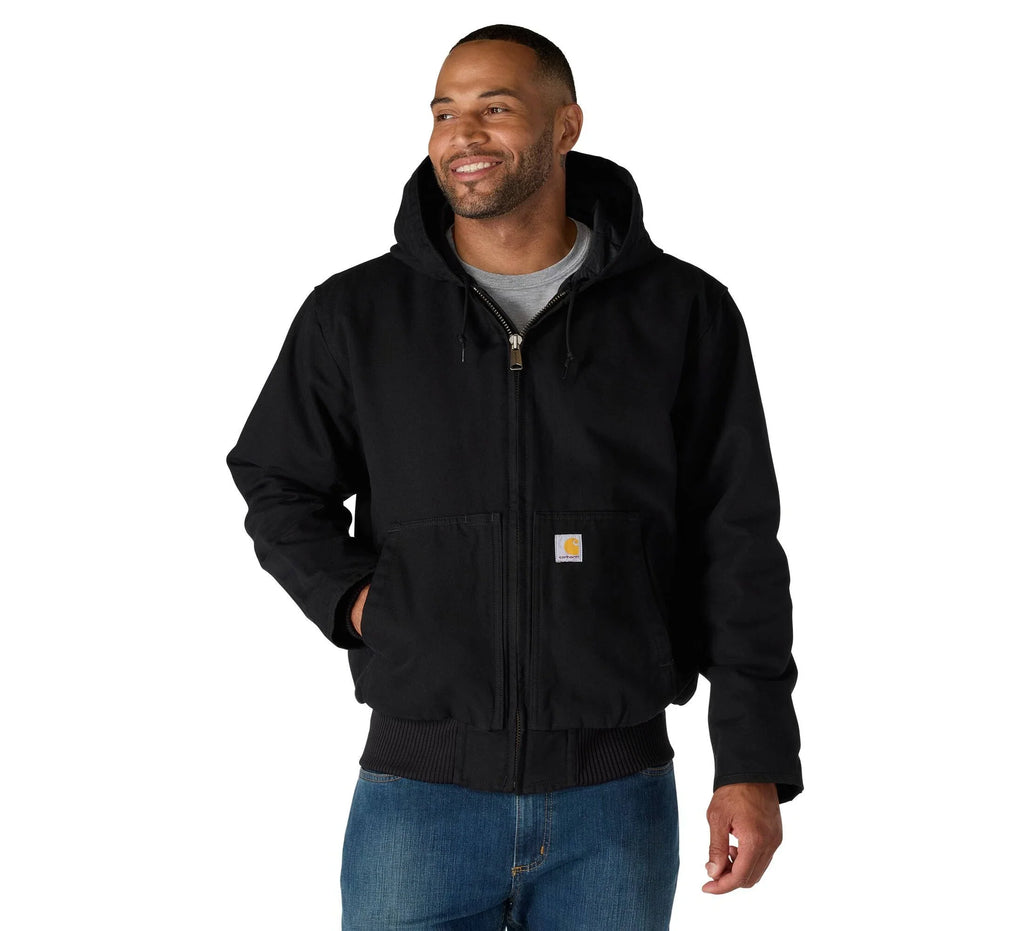 Men's Insulated Hooded Canvas Jacket - Black