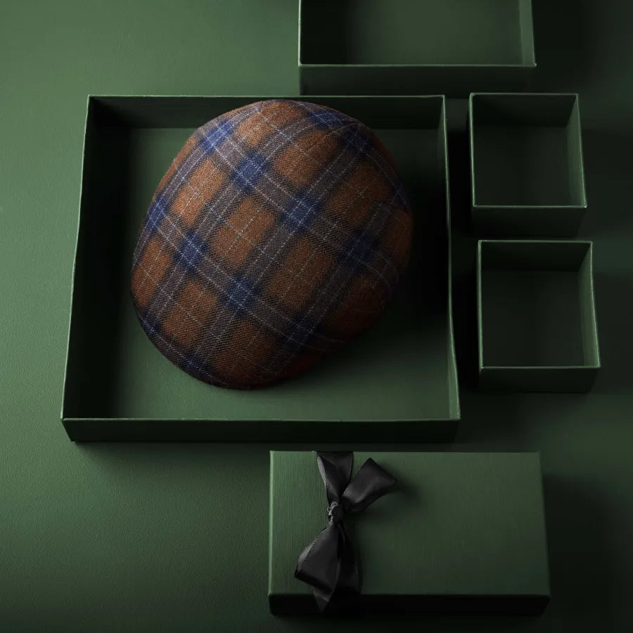 Brown Country Wool Fido Flat Cap