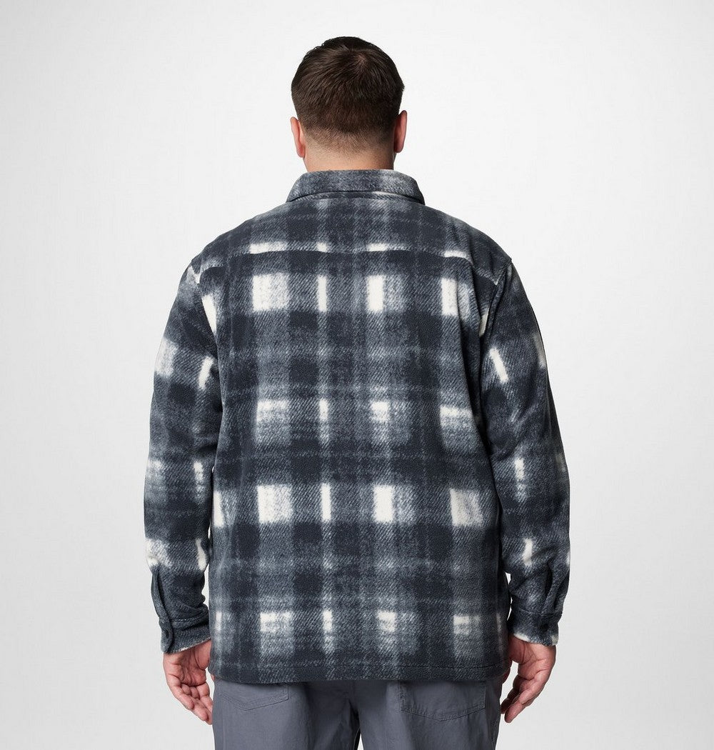 Men's Big Printed Fleece Shirt Jacket - Cream