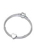 Sterling Silver Engravable Heart Bracelet Set