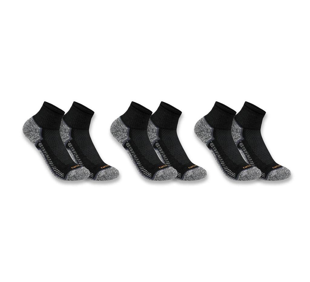 Midweight Quarter Socks 3-Pack - Black