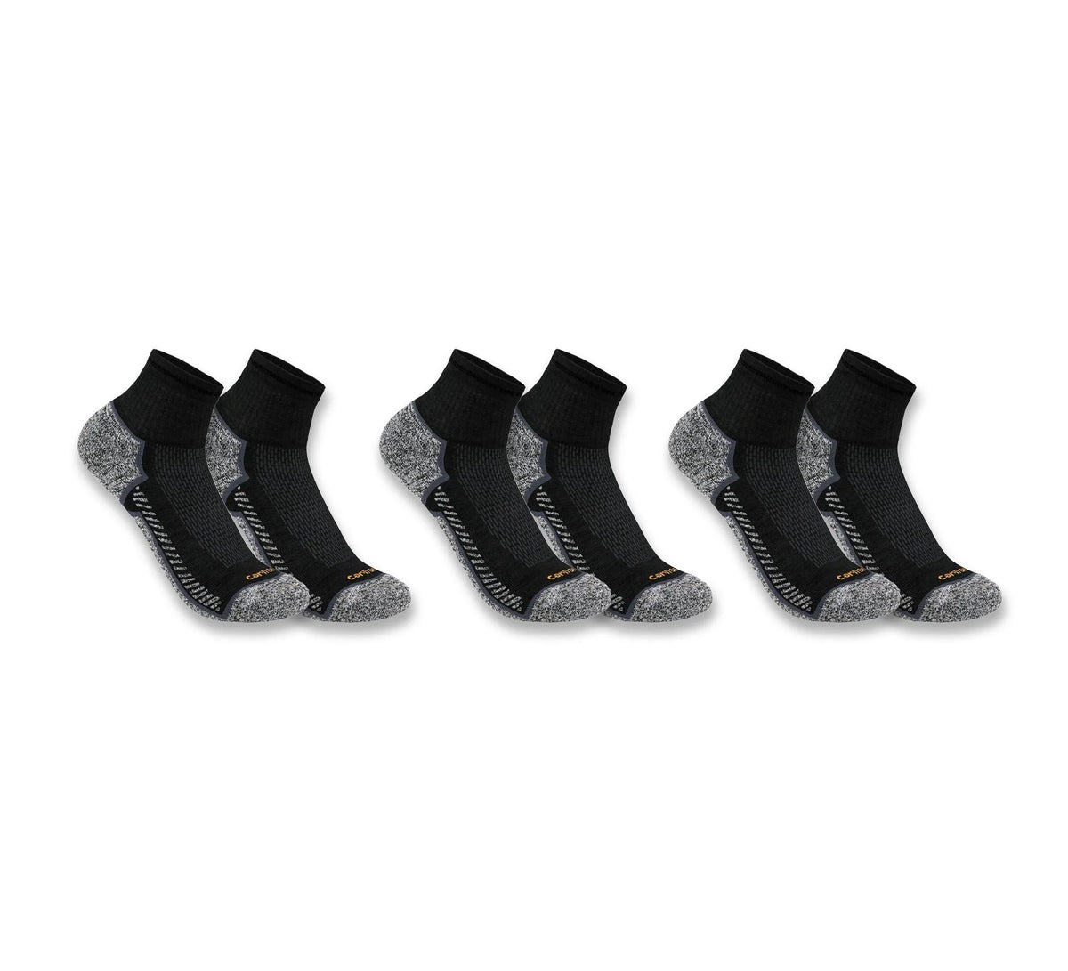 Midweight Quarter Socks 3-Pack - Black
