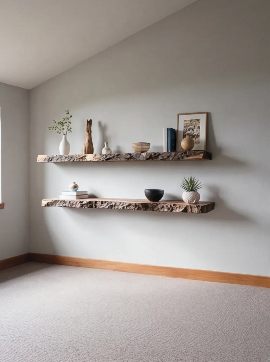 Live Edge Floating Wood Shelf