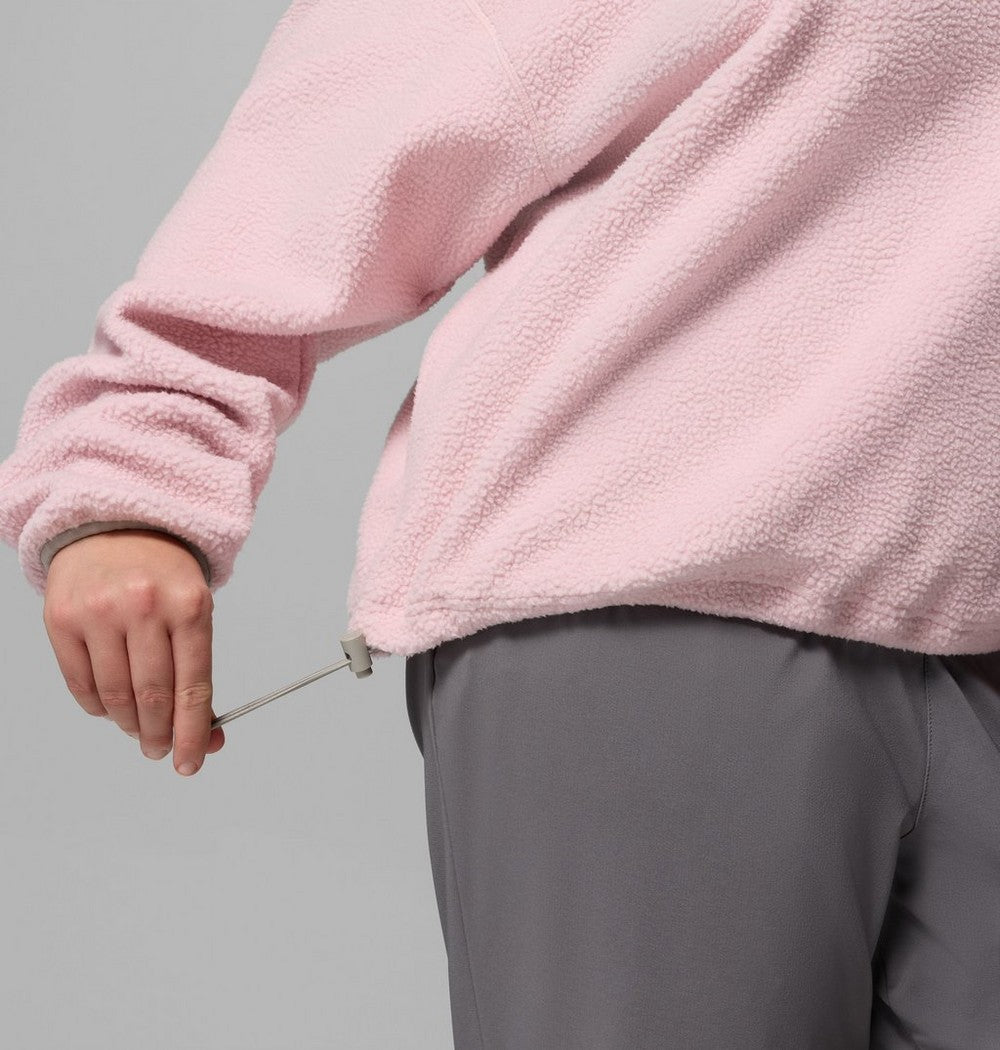 Women's Plus Cropped Sherpa Half-Snap Pullover - Tan
