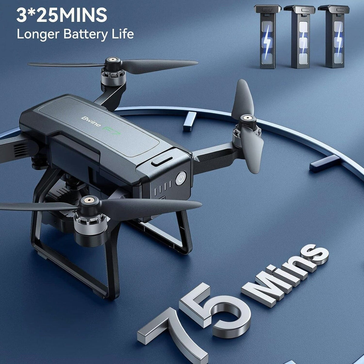 Bwine GPS Camera Drone With 4K Night Vision, 3-Axis Gimbal, 3 Batteries, Black - F7GB2 3B