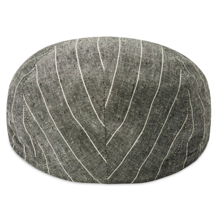 Grey & White Striped Moda Flat Cap