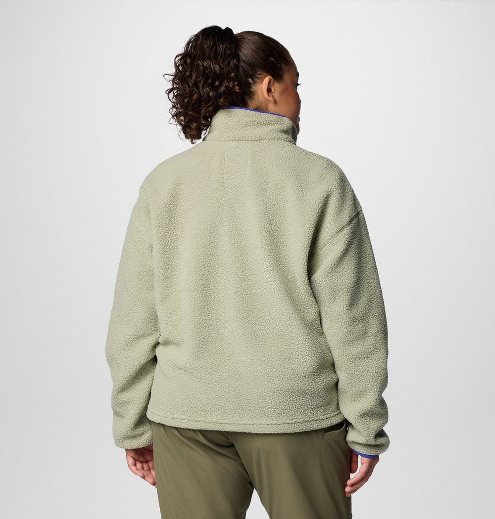 Women's Plus Cropped Sherpa Half-Snap Pullover - Tan