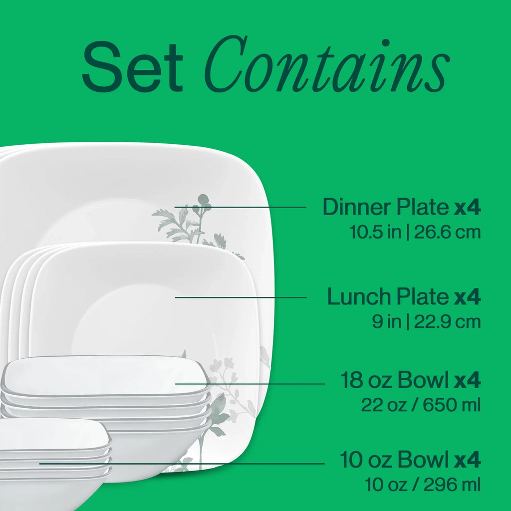 16-Piece Square Floral Dinnerware Set
