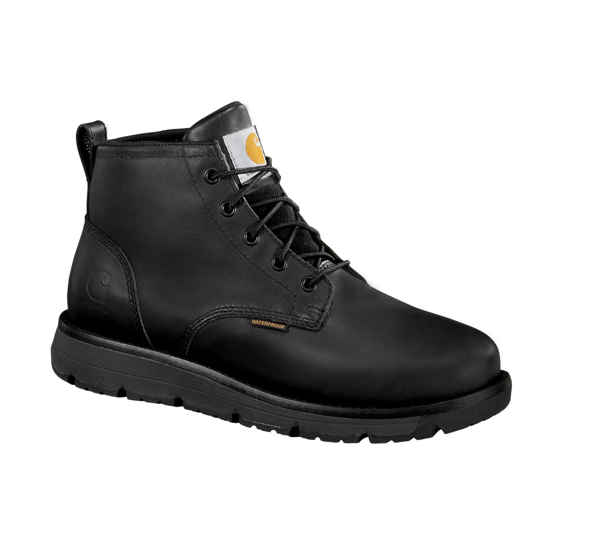 Waterproof Steel Toe Wedge Work Boot - Black