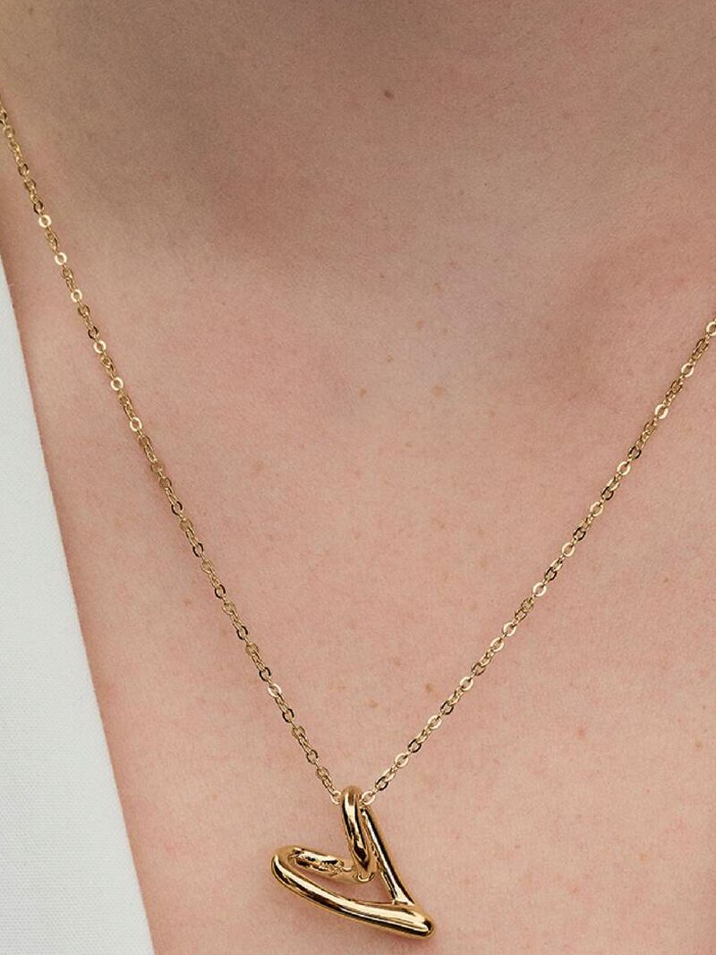Gold-Plated Organic Heart Pendant Necklace