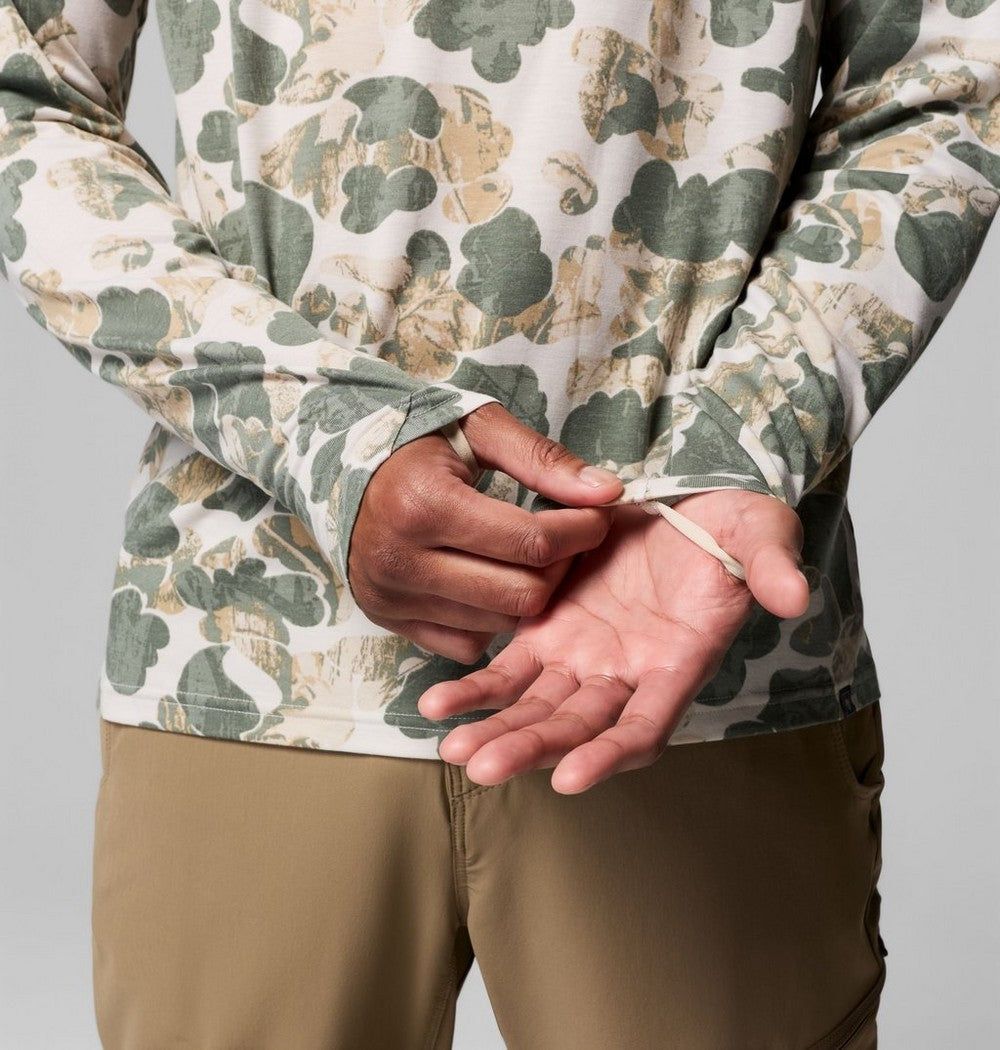 Men's Printed Fishing Hoodie - Gray Camo