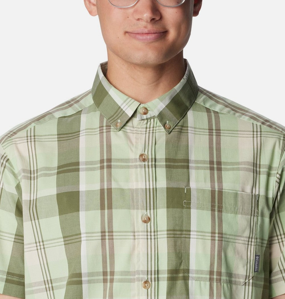 Men's Stretch Short Sleeve Plaid Shirt - Navy