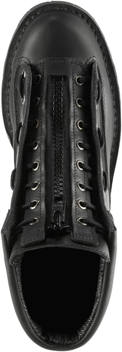 6-Inch Leather Lace-In Boot Zipper - Black