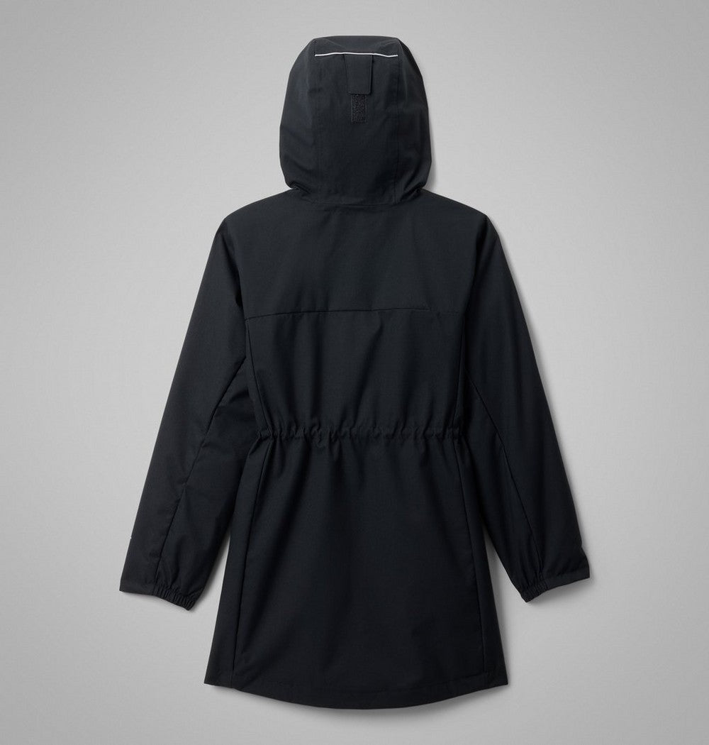 Girls' Long Waterproof Rain Jacket - Black