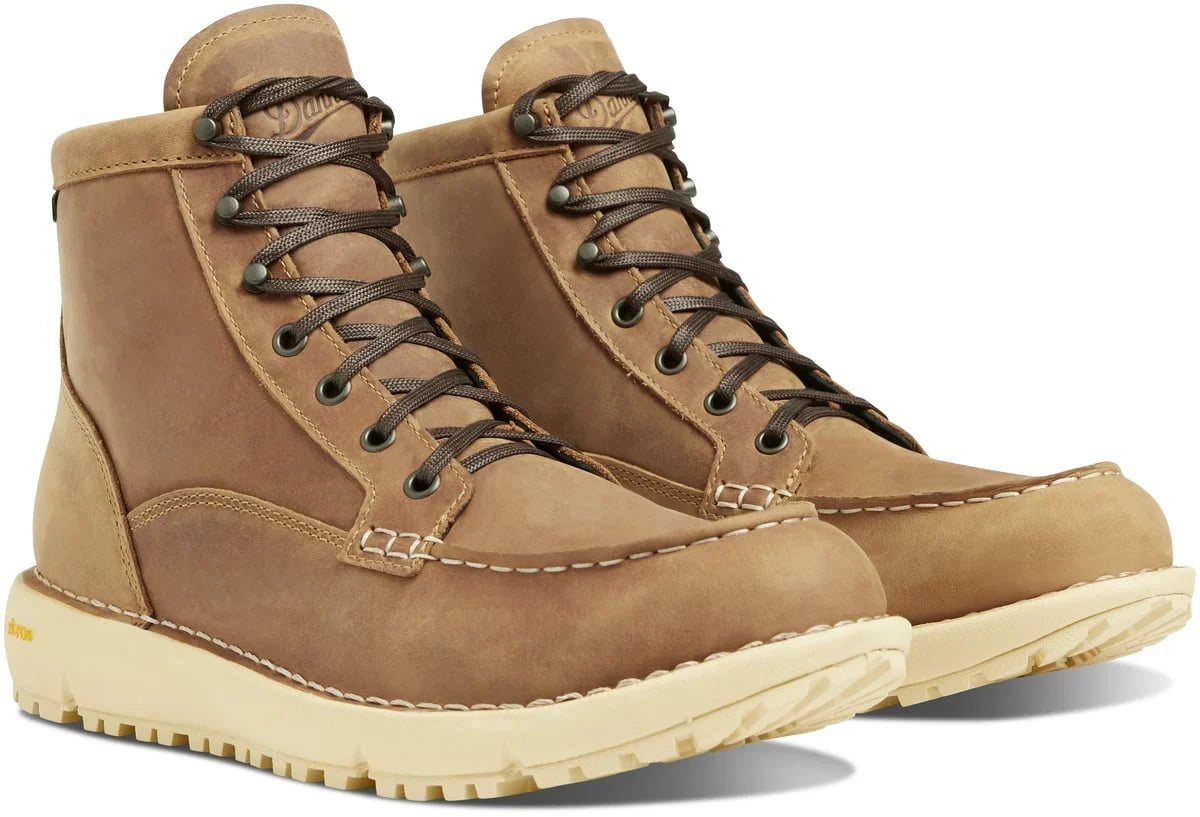 Waterproof Moc Toe Leather Boot - Bone Brown