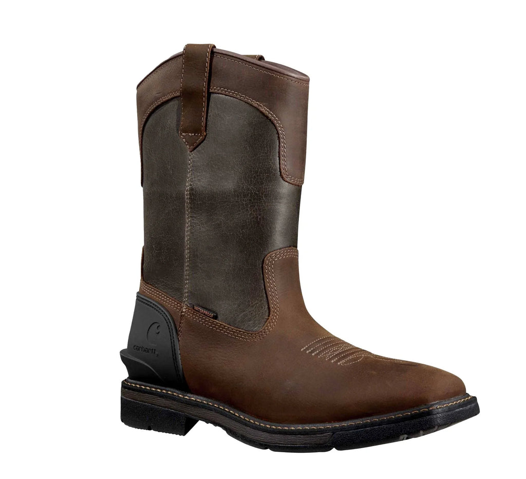 Waterproof 11-Inch Square Toe Pull-On Boot - Brown