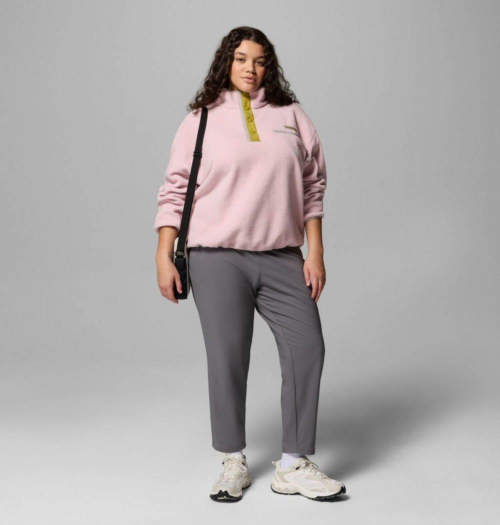 Women's Plus Cropped Sherpa Half-Snap Pullover - Tan