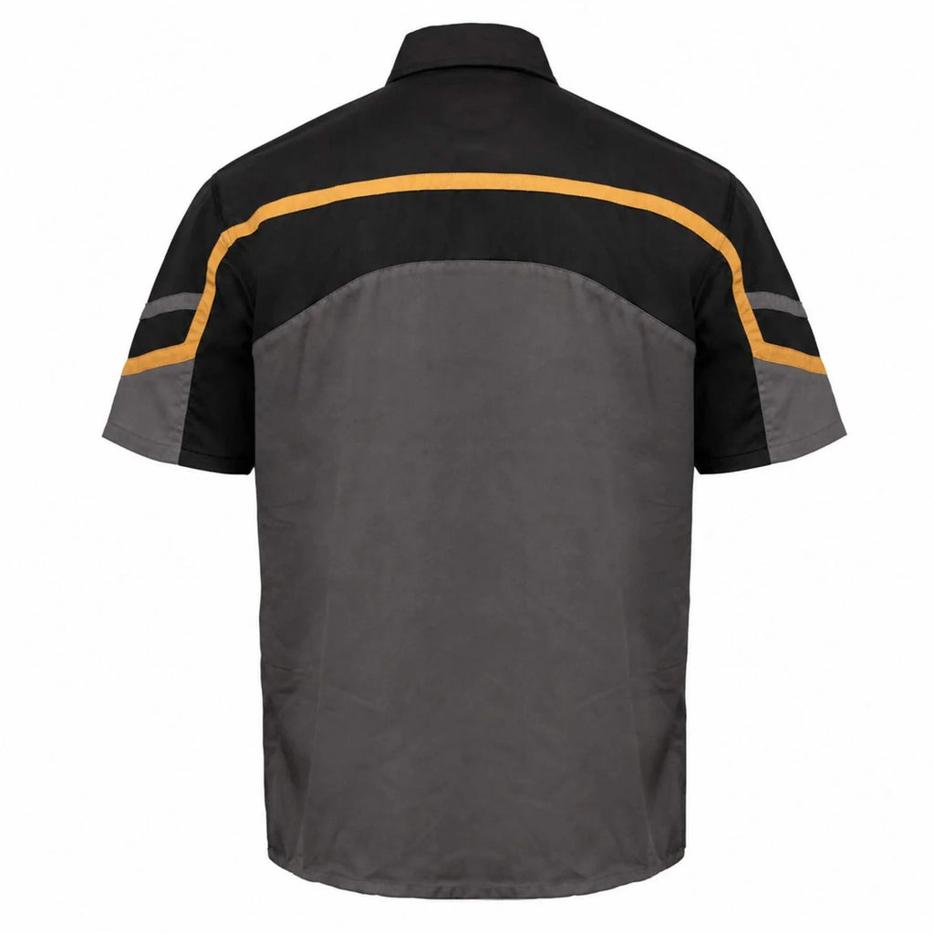Men's Reflective Mechanic Shirt - Black Gray Orange