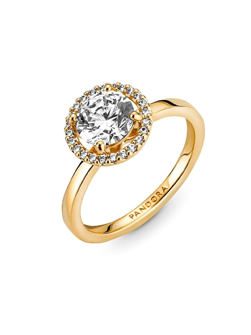 Gold-Plated Round Halo Ring