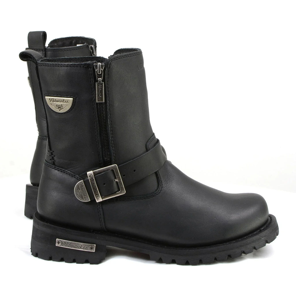 Men's Zip Motorcycle Boots - Black