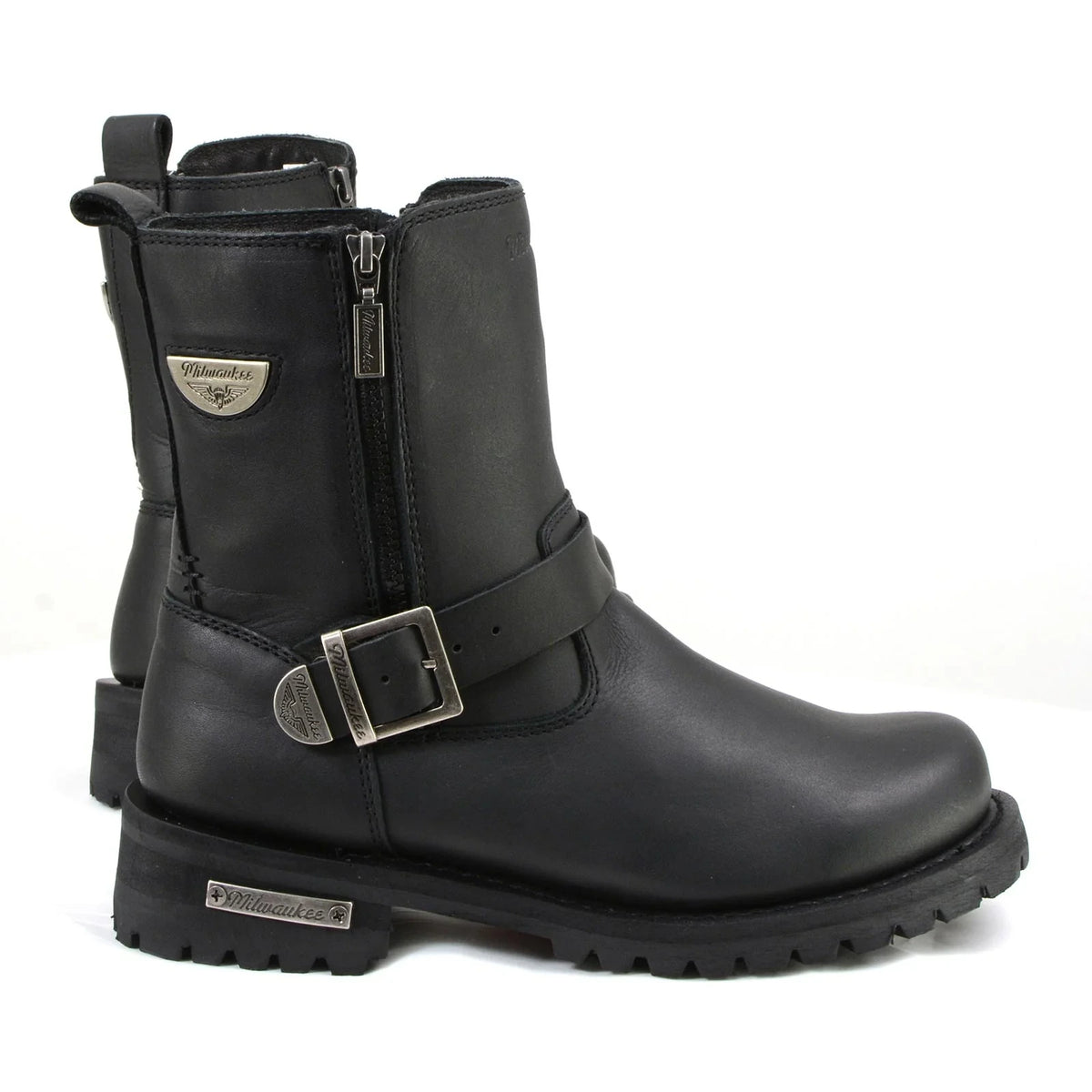 Men's Zip Motorcycle Boots - Black