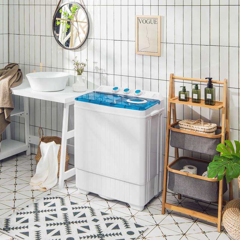 2-in-1 Portable Twin Tub Washing Machine, 18 lbs Wash/8 lbs Spin, Blue - 280 W