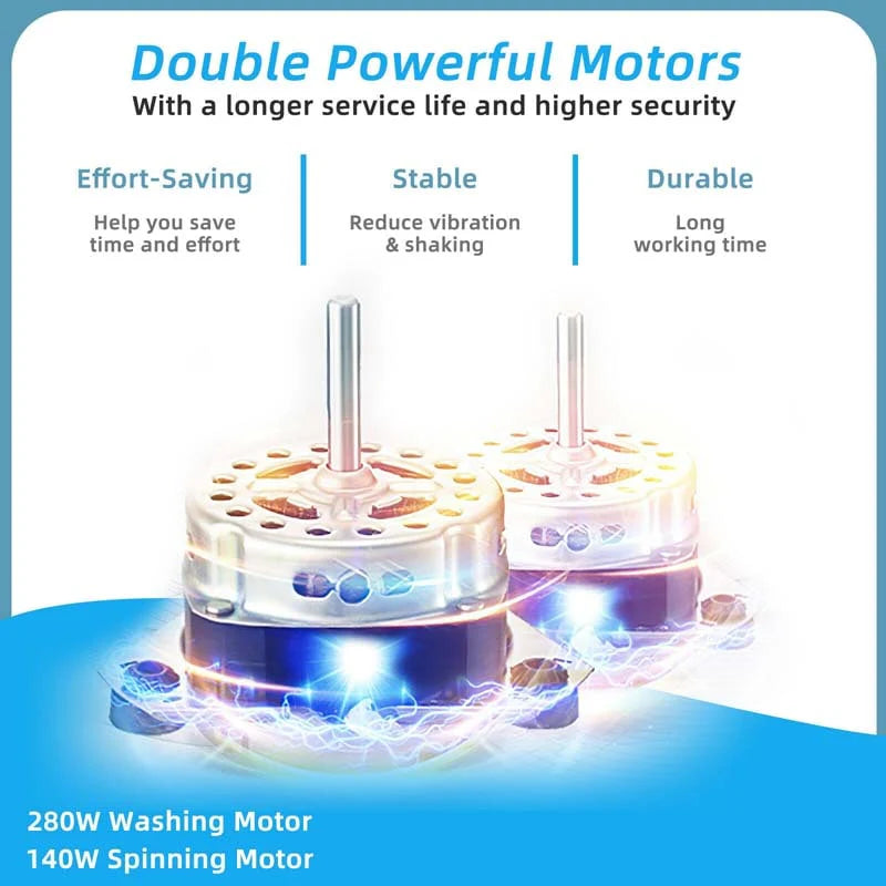 2-in-1 Portable Twin Tub Washing Machine, 18 lbs Wash/8 lbs Spin, Blue - 280 W