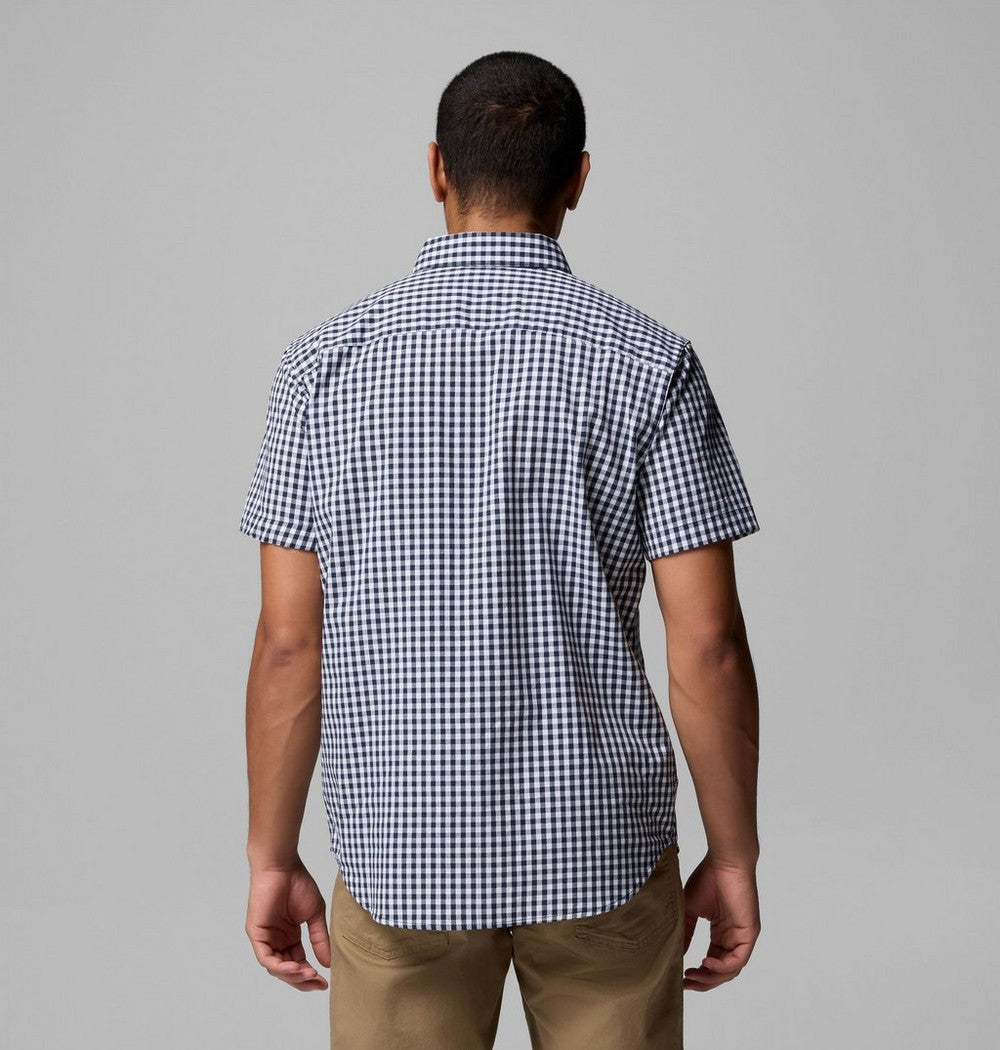 Men's Stretch Short Sleeve Plaid Shirt - Navy