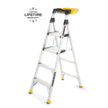 Gorilla Ladders Aluminum Dual Platform Ladder With Project Bucket, 5.5 Ft, 300 Lb Capacity