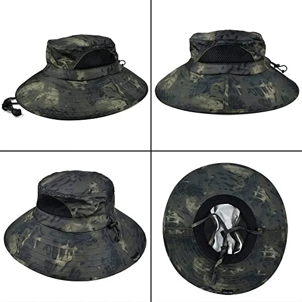 Sun Hat For Men/Women, Waterproof Wide Brim Bucket Hat Foldable Boonie Hat For Fishing Hiking Garden Safari Beach Upf 50/Waterproof