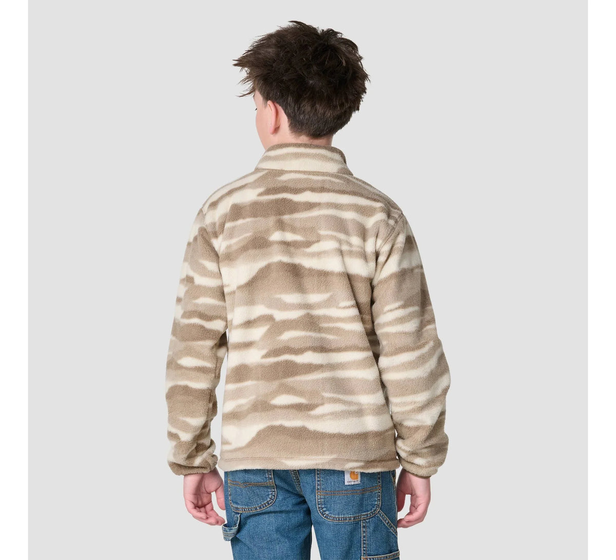 Boys' Printed Half-Zip Fleece Pullover - Beige