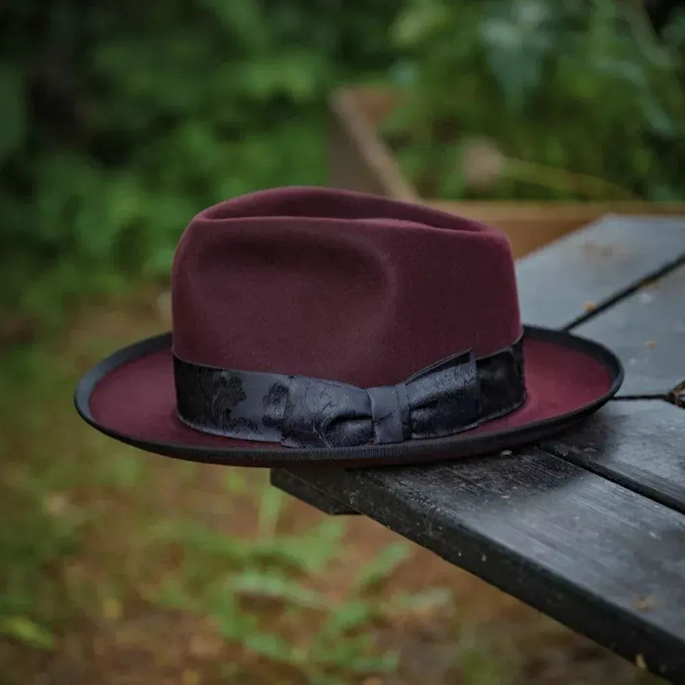 Bespoke Handmade Fedora - Special Hat Band-Red-Black