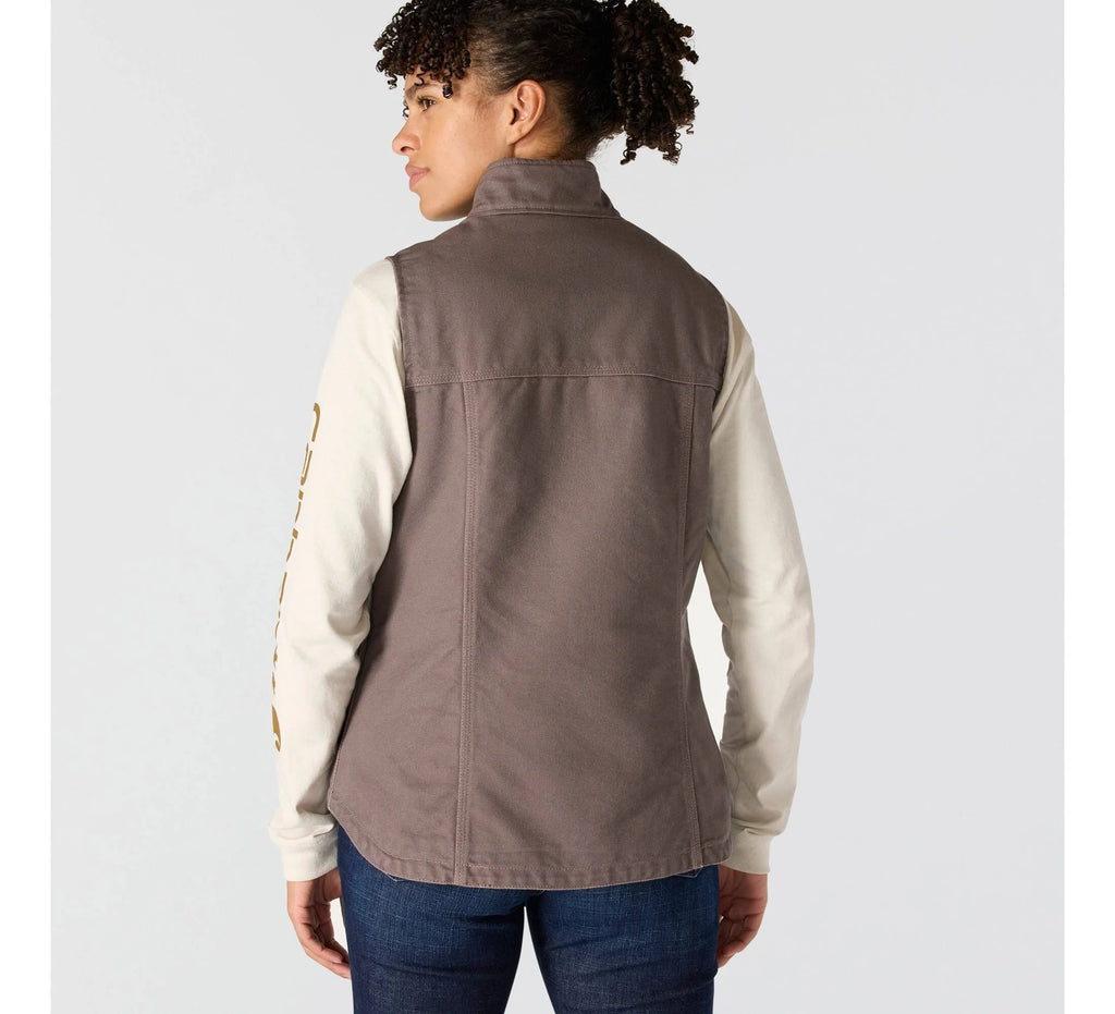 Women's Sherpa-Lined Mock Neck Vest - Taupe
