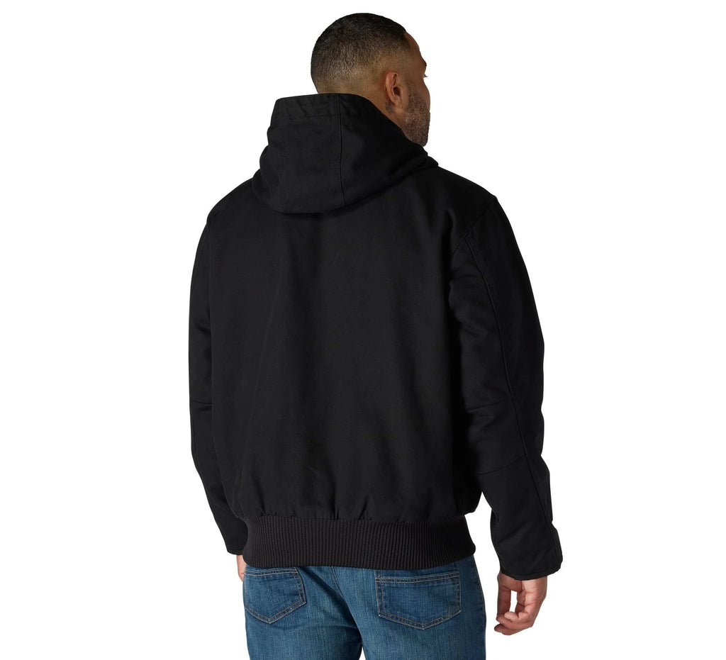 Men's Insulated Hooded Canvas Jacket - Black