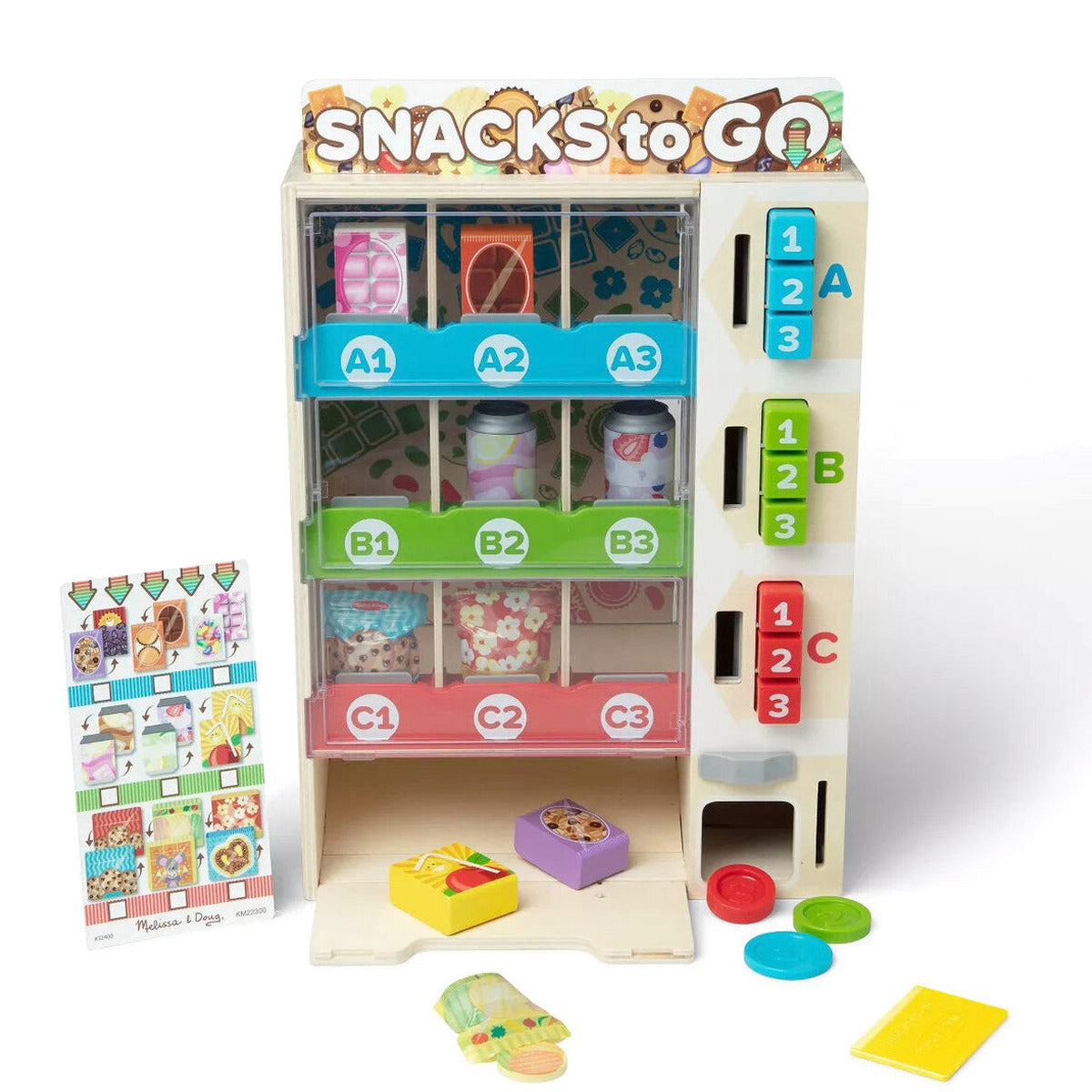 Melissa & Doug Wooden Vending Machine Play Set, 17-Piece - Ages 3-6