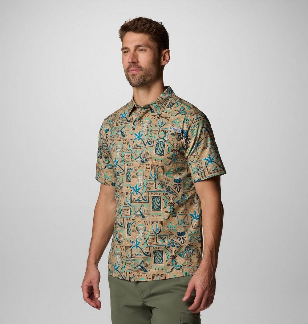 Men's Short-Sleeve Cotton Camp Shirt - Gray