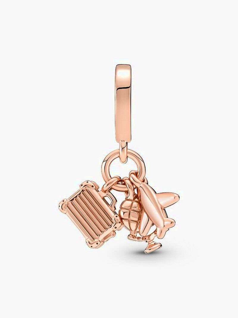 Travel Triple Dangle Charm - Rose Gold