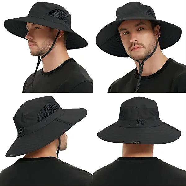 Sun Hat For Men/Women, Waterproof Wide Brim Bucket Hat Foldable Boonie Hat For Fishing Hiking Garden Safari Beach Upf 50/Waterproof