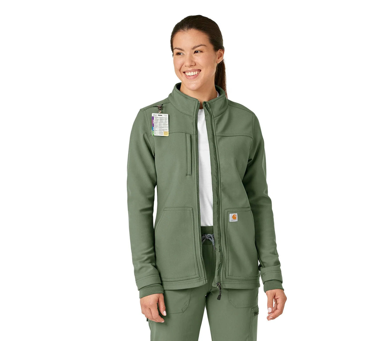 Women's Water-Repellent Bonded Fleece Scrub Jacket - Cedar