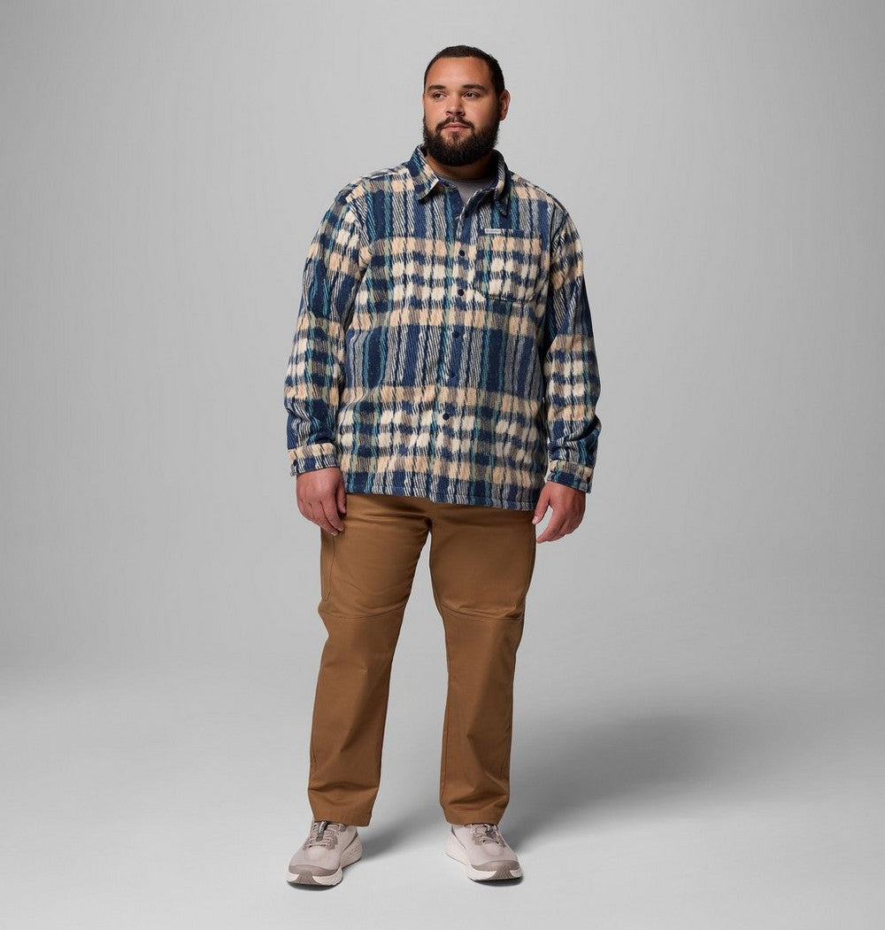Men's Big Printed Fleece Shirt Jacket - Cream