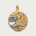 Oversized Aries Zodiac Medallion Charm - Gold