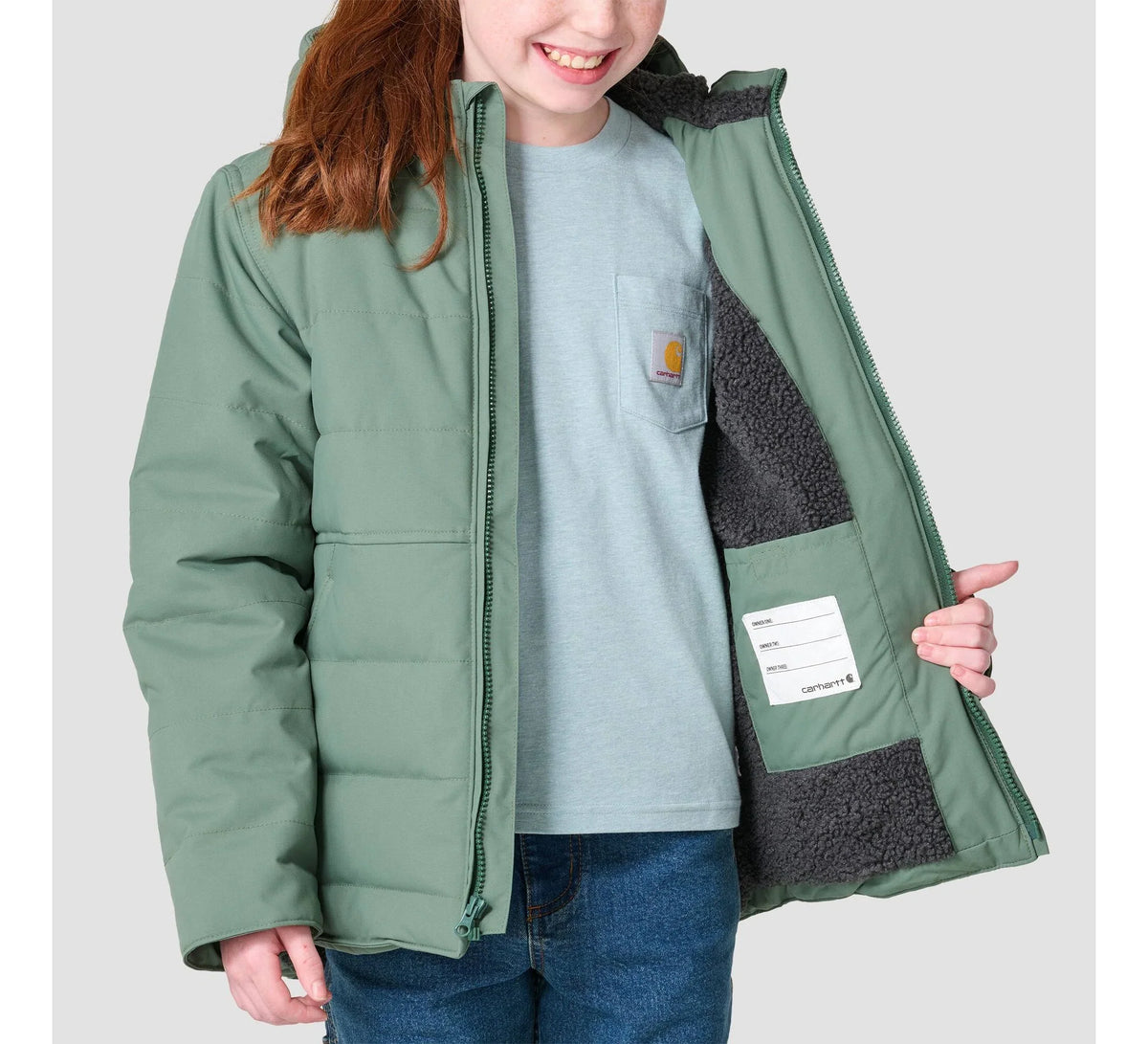 Girls' Insulated Canvas Hooded Jacket - Green