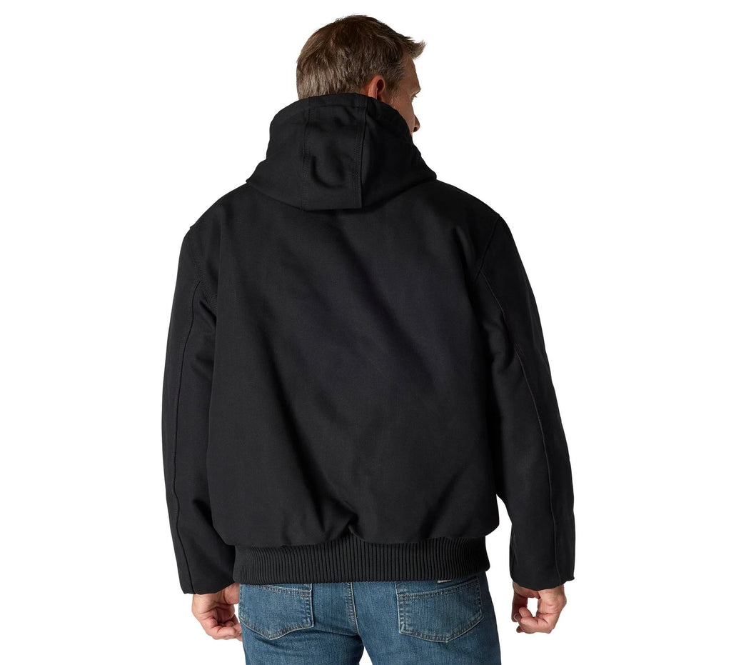 Men's Insulated Hooded Cotton Work Jacket - Black